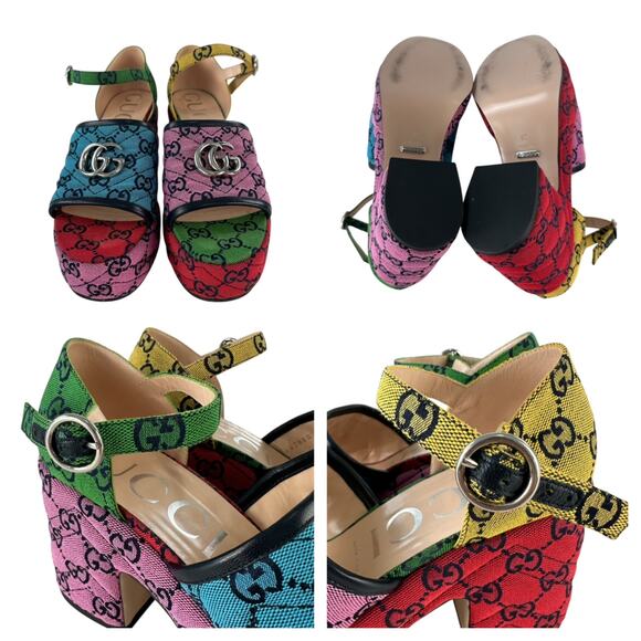 Gucci Monogram Multicolor Chunky Heels - Picture 3 of 7